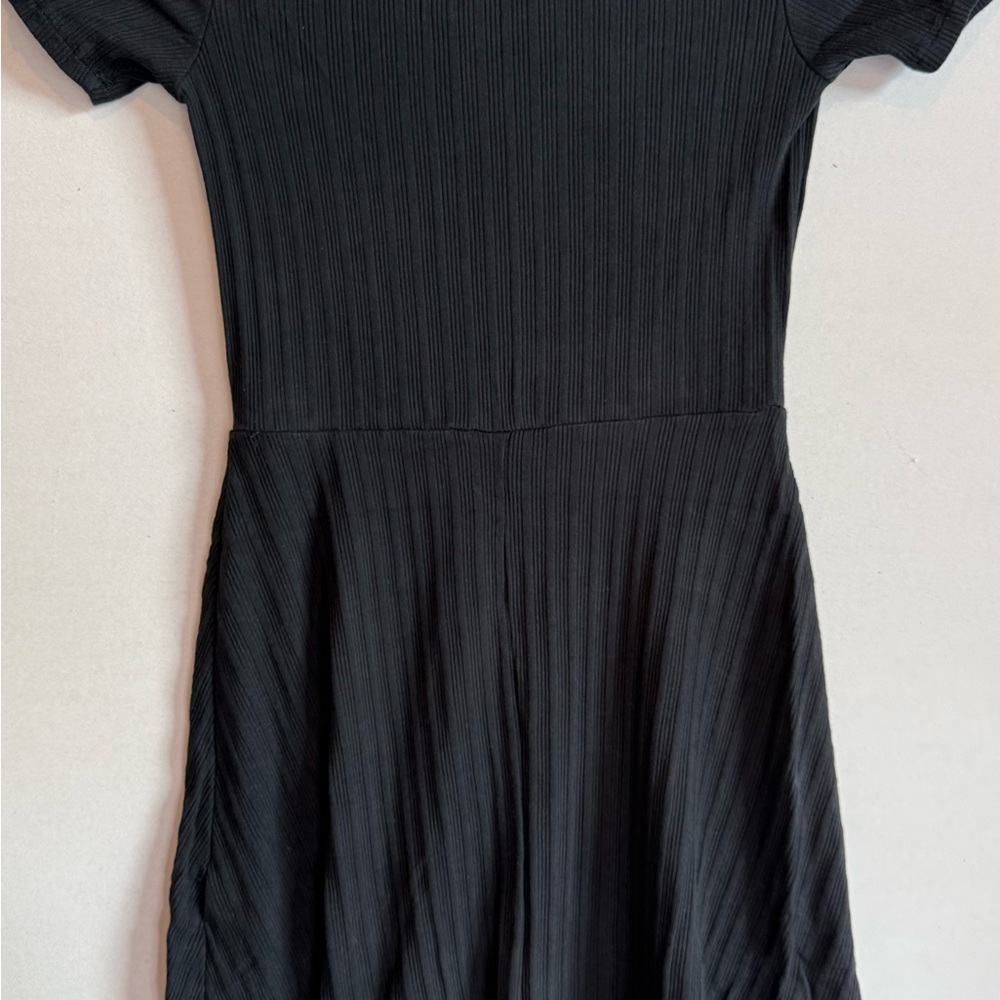 Art Class Black Ribbed Kids Mini Dress